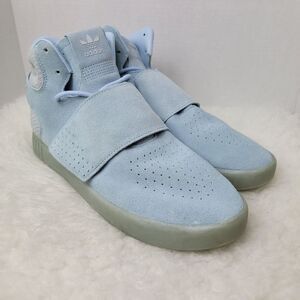 Adidas Originals Tubular Invader Strap Blue Suede Sneaker Shoes Size 9.5